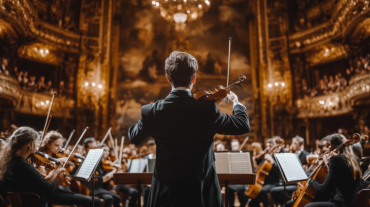 Classical concert hall with orchestra performance